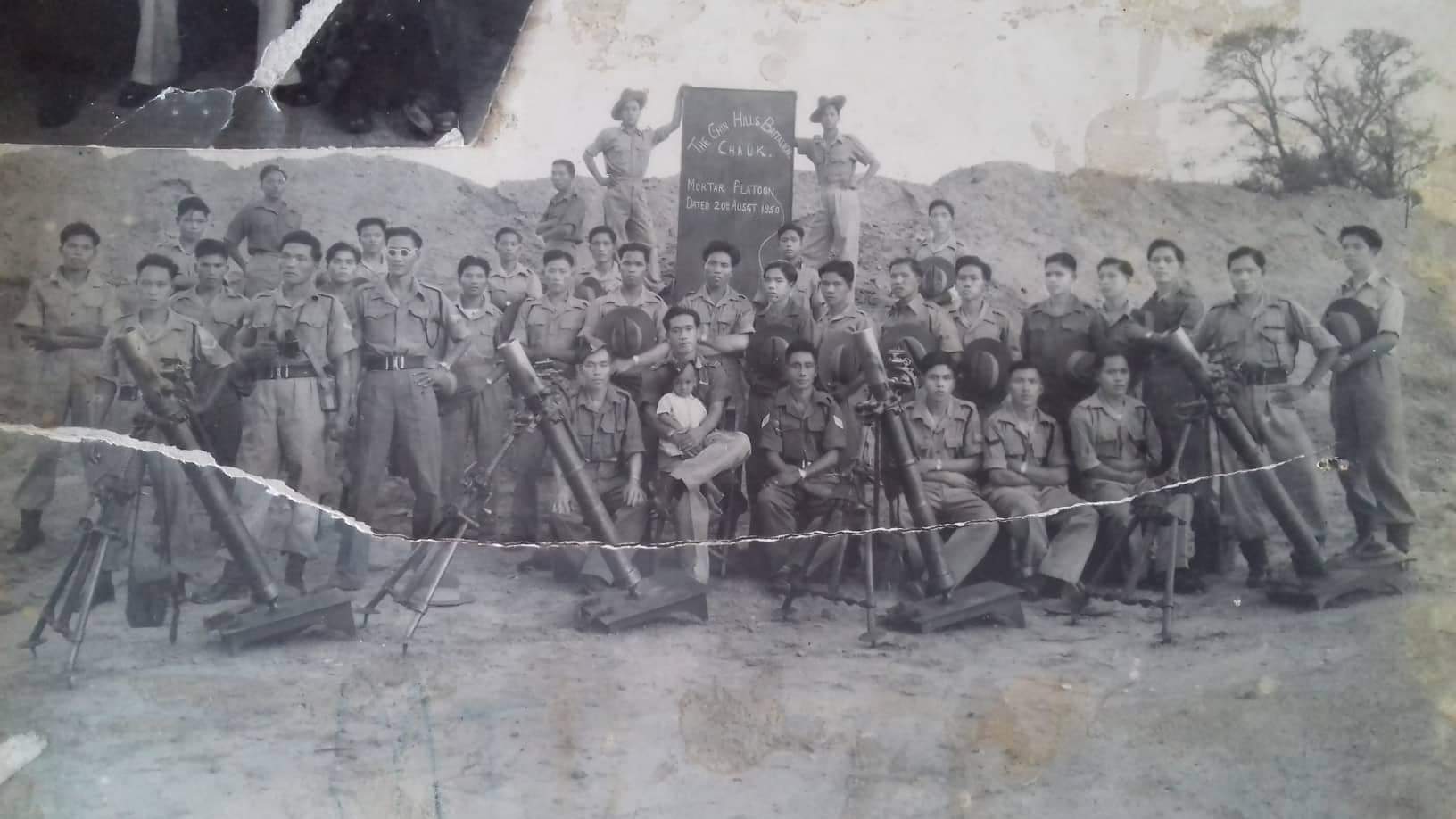 Mortar platoon of the Chin Hills Battalion (3rd Chin Rifles) at Chauk, 1950
