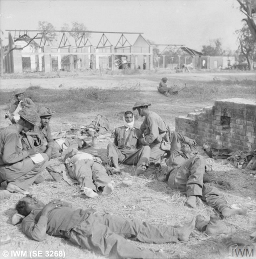 Wounded troops of 19th Indian Division Mandalay, March 1945