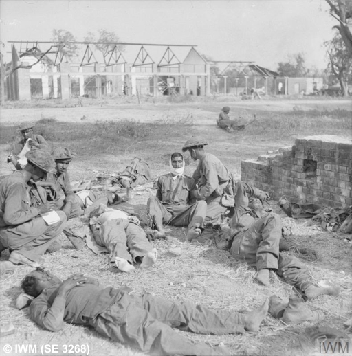 Wounded troops of 19th Indian Division Mandalay, March 1945